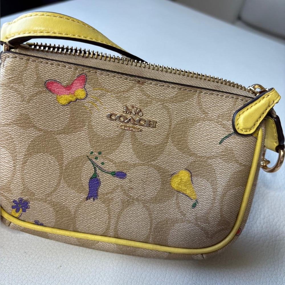 Coach Mini Bag in Tan with Yellow Accents